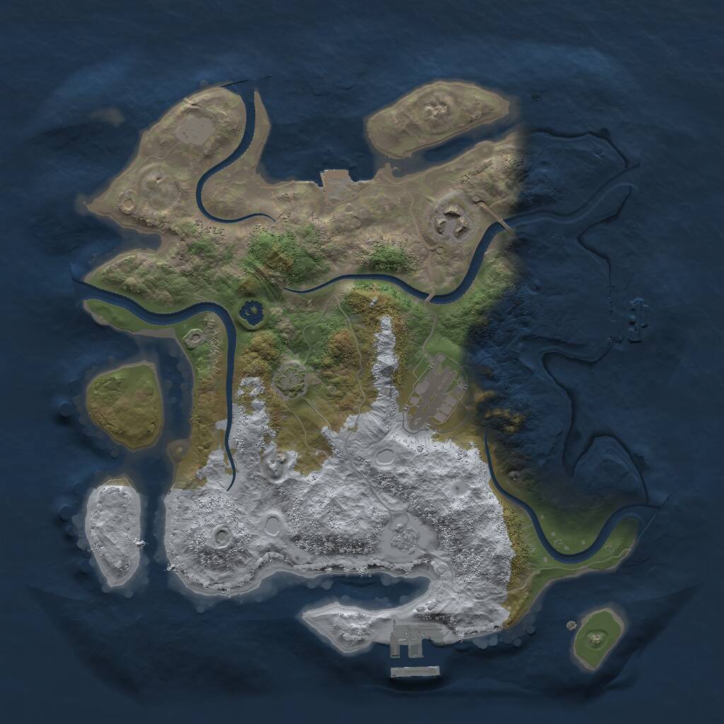 Rust Map: Procedural Map, Size: 3000, Seed: 5263047, 7 Monuments
