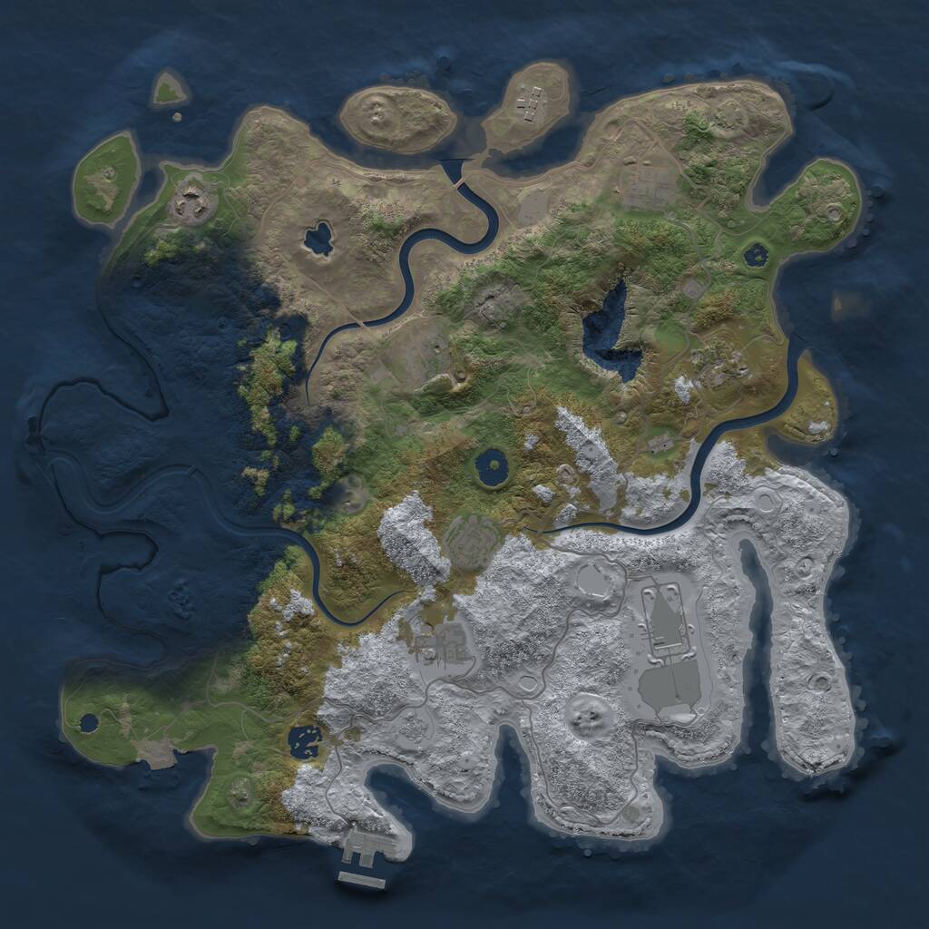 Rust Map: Procedural Map, Size: 4000, Seed: 3966810, 14 Monuments