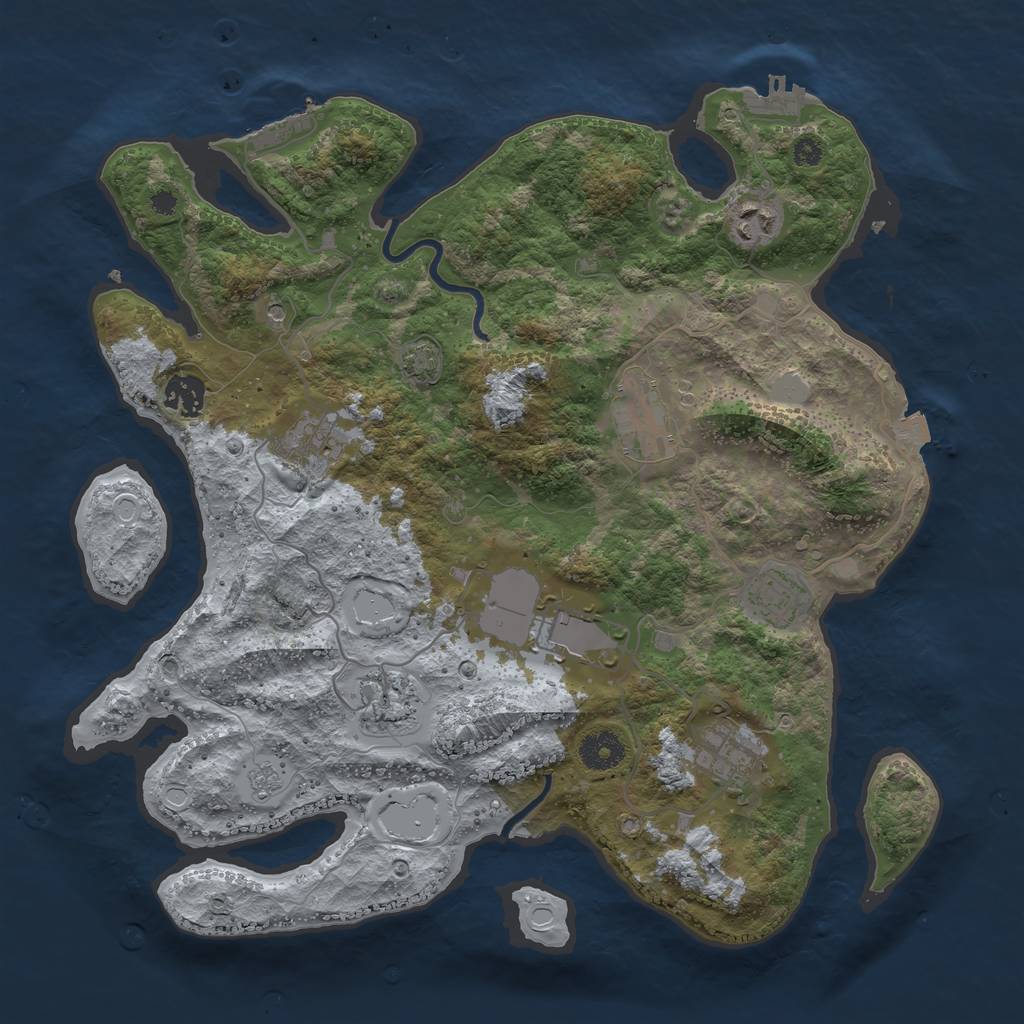 Rust Map: Procedural Map, Size: 3650, Seed: 26061849, 16 Monuments