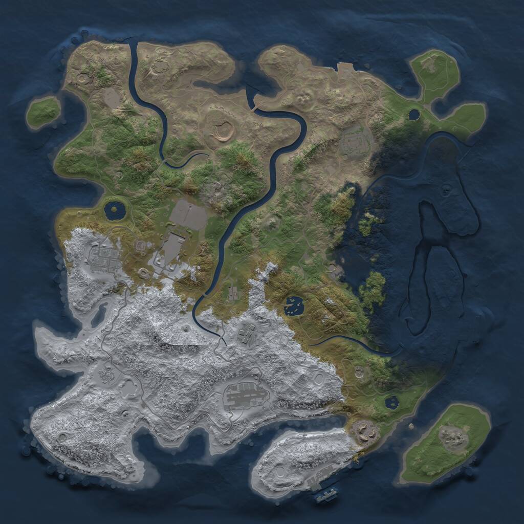Rust Map: Procedural Map, Size: 3850, Seed: 77801956, 15 Monuments