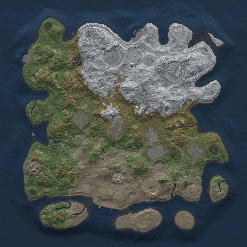 Rust Map: Procedural Map, Size: 3850, Seed: 48483835, 18 Monuments