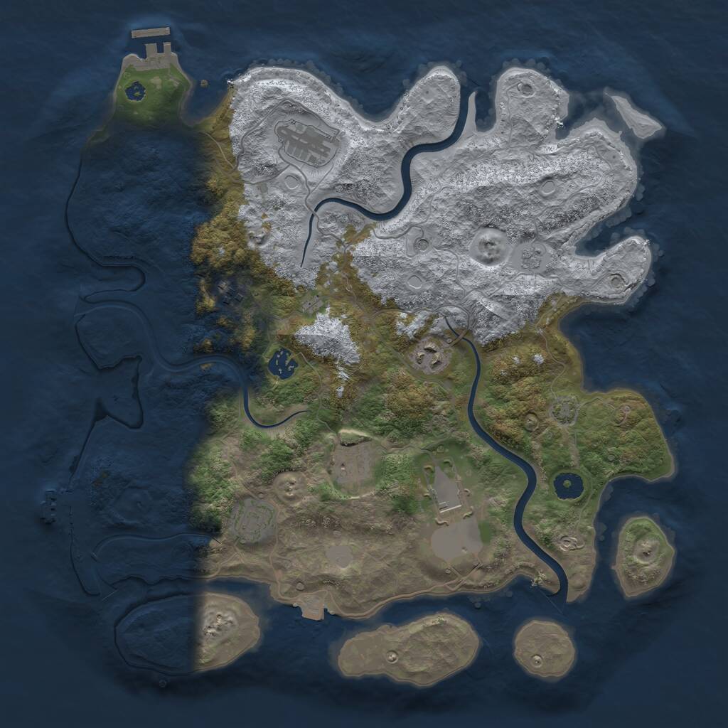 Rust Map: Procedural Map, Size: 3850, Seed: 48483835, 13 Monuments