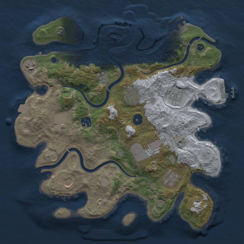Rust Map: Procedural Map, Size: 3500, Seed: 2515235, 15 Monuments