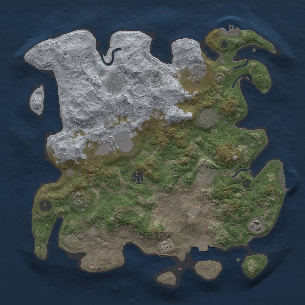 Rust Map: Procedural Map, Size: 3750, Seed: 831098198, 17 Monuments