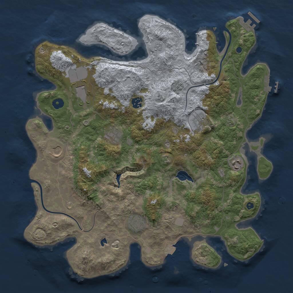 Rust Map: Procedural Map, Size: 4000, Seed: 1276290668, 14 Monuments