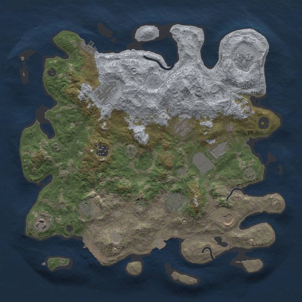 Rust Map: Procedural Map, Size: 3800, Seed: 16105276, 18 Monuments
