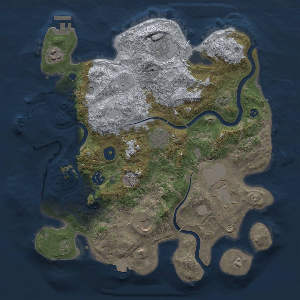 Rust Map: Procedural Map, Size: 3500, Seed: 69696932, 13 Monuments