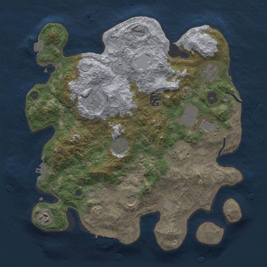 Rust Map: Procedural Map, Size: 3500, Seed: 69696932, 16 Monuments