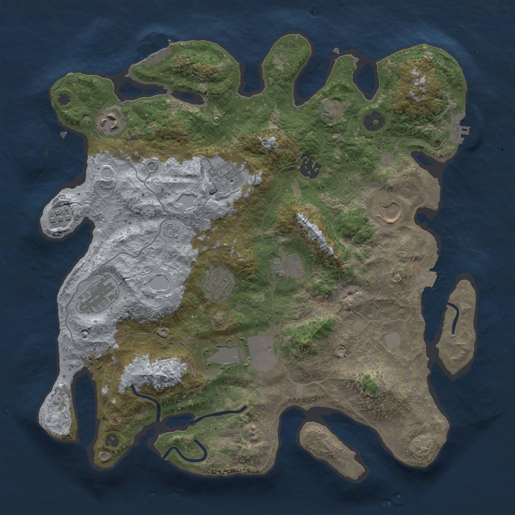 Rust Map: Procedural Map, Size: 3750, Seed: 28857755, 17 Monuments