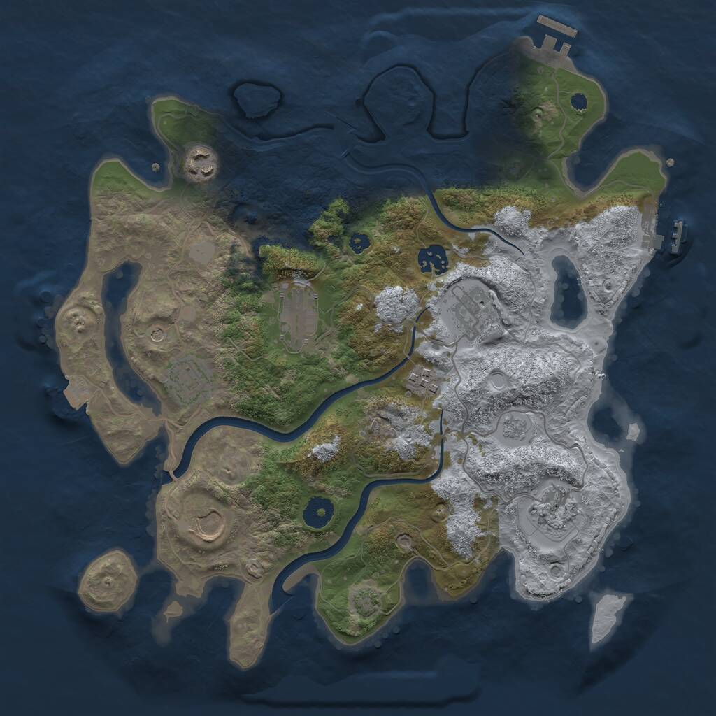 Rust Map: Procedural Map, Size: 3500, Seed: 91484374, 14 Monuments