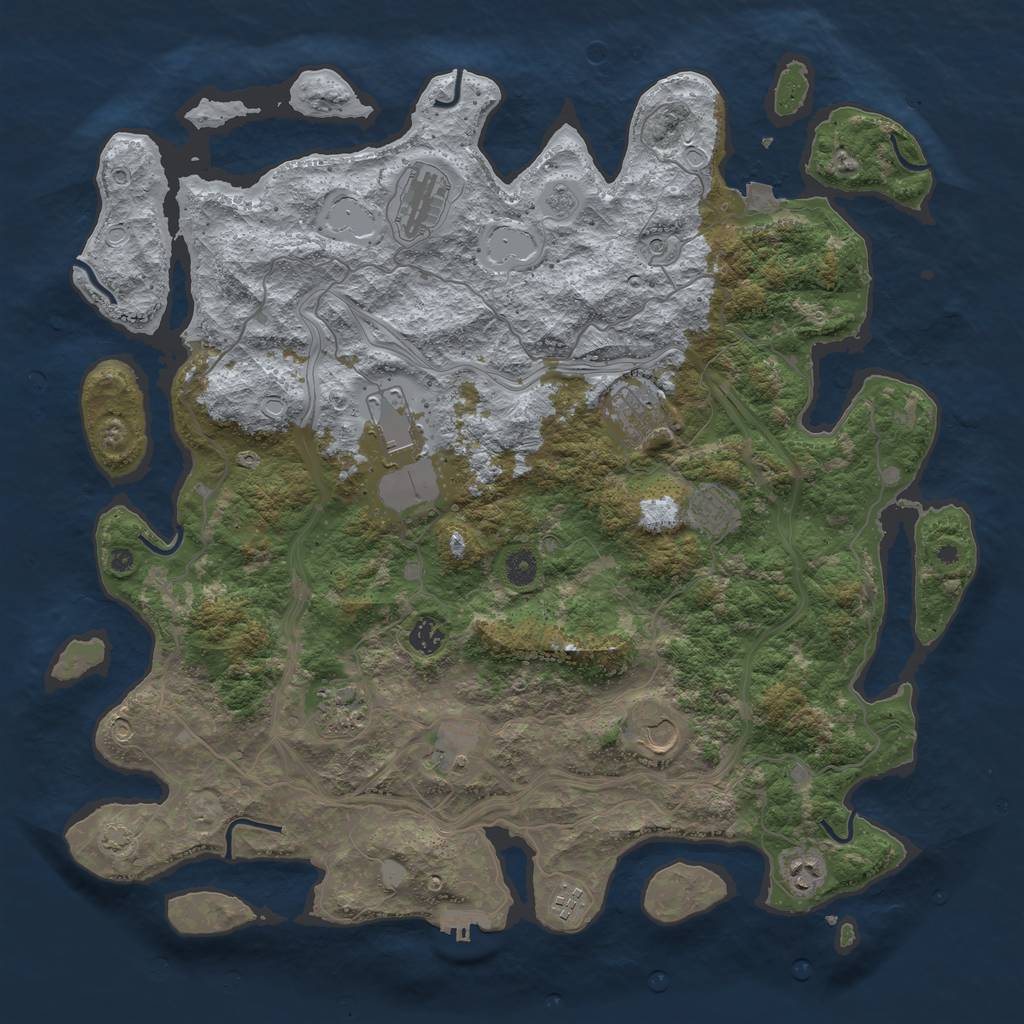 Rust Map: Procedural Map, Size: 4500, Seed: 144536013, 17 Monuments