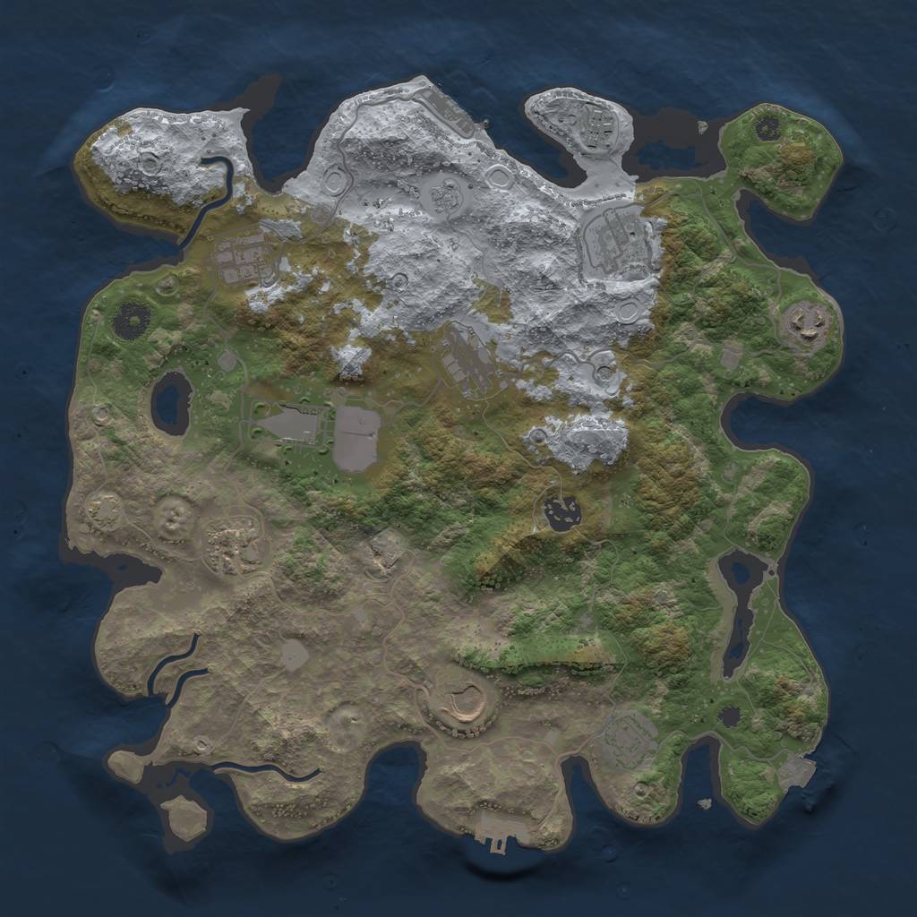 Rust Map: Procedural Map, Size: 3700, Seed: 17394665, 18 Monuments