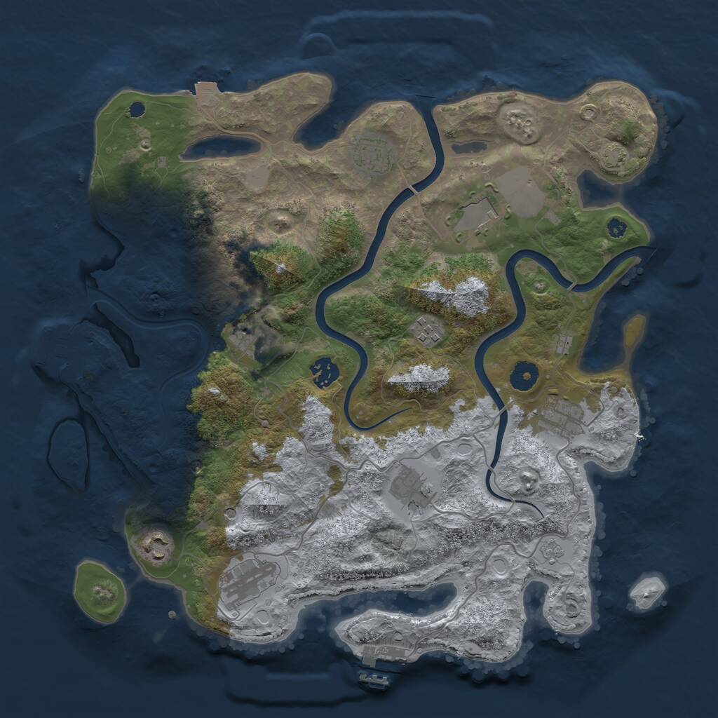 Rust Map: Procedural Map, Size: 3750, Seed: 41587178, 15 Monuments