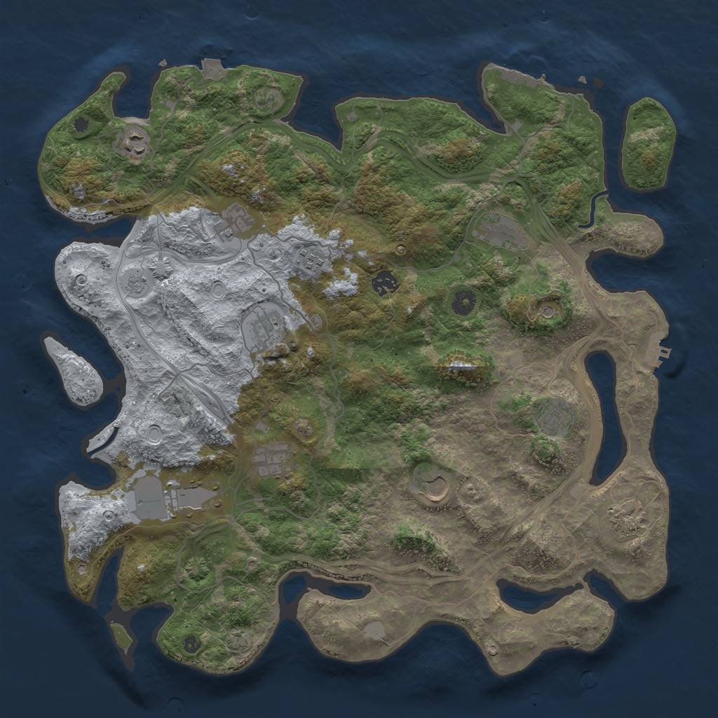 Rust Map: Procedural Map, Size: 4300, Seed: 46632227, 19 Monuments