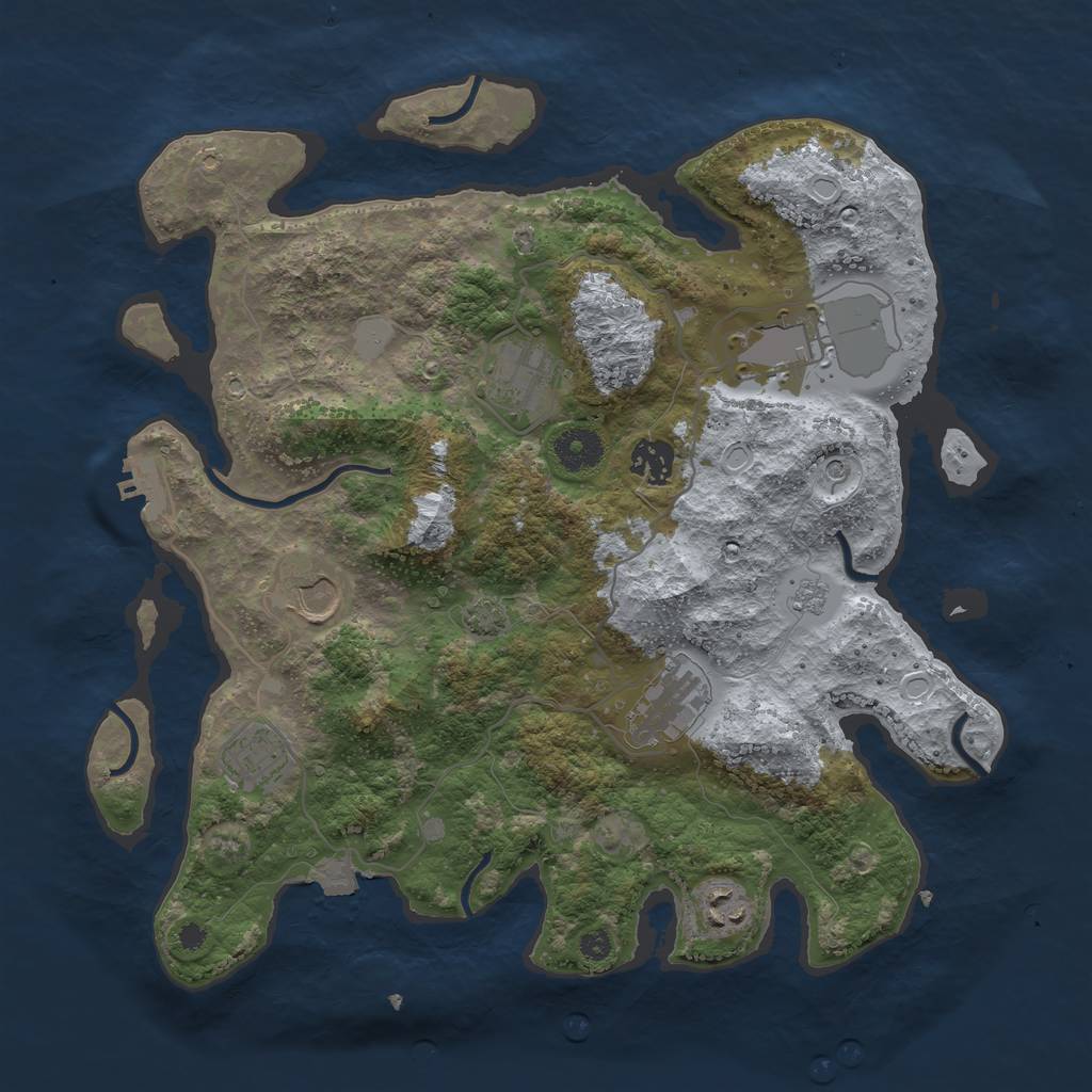 Rust Map: Procedural Map, Size: 3600, Seed: 20710, 14 Monuments