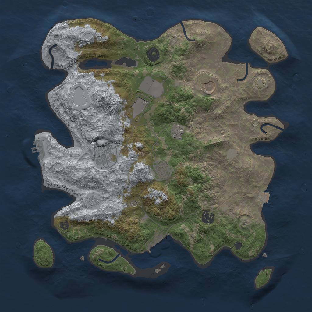 Rust Map: Procedural Map, Size: 3500, Seed: 1057479695, 14 Monuments