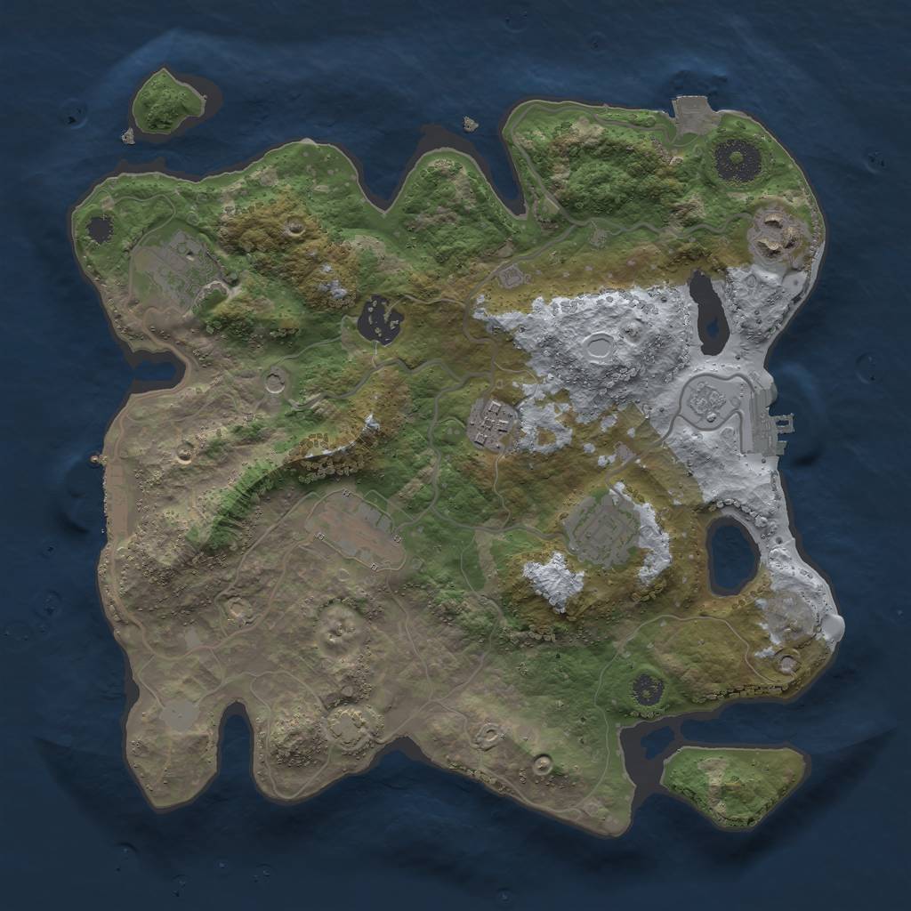 Rust Map: Procedural Map, Size: 3000, Seed: 387666529, 14 Monuments
