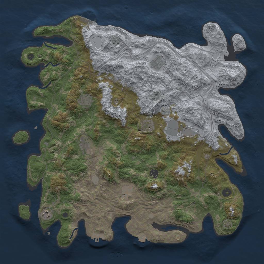 Rust Map: Procedural Map, Size: 4400, Seed: 45148470, 17 Monuments