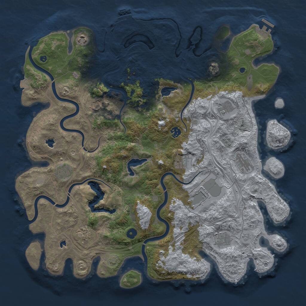 Rust Map: Procedural Map, Size: 4500, Seed: 6513, 17 Monuments