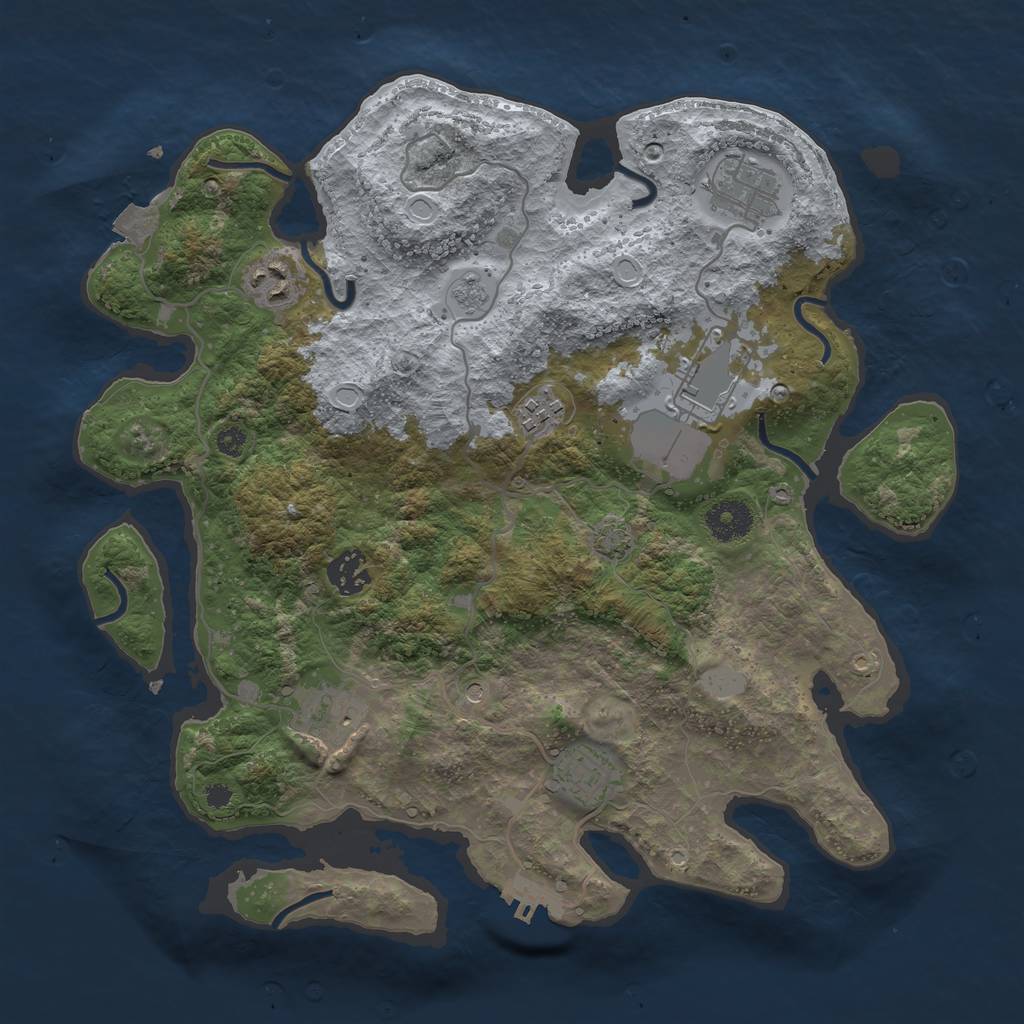 Rust Map: Procedural Map, Size: 3500, Seed: 3061983, 14 Monuments