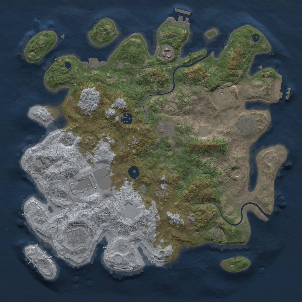 Rust Map: Procedural Map, Size: 3850, Seed: 17747988, 15 Monuments
