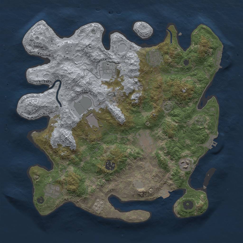 Rust Map: Procedural Map, Size: 3600, Seed: 10710, 16 Monuments