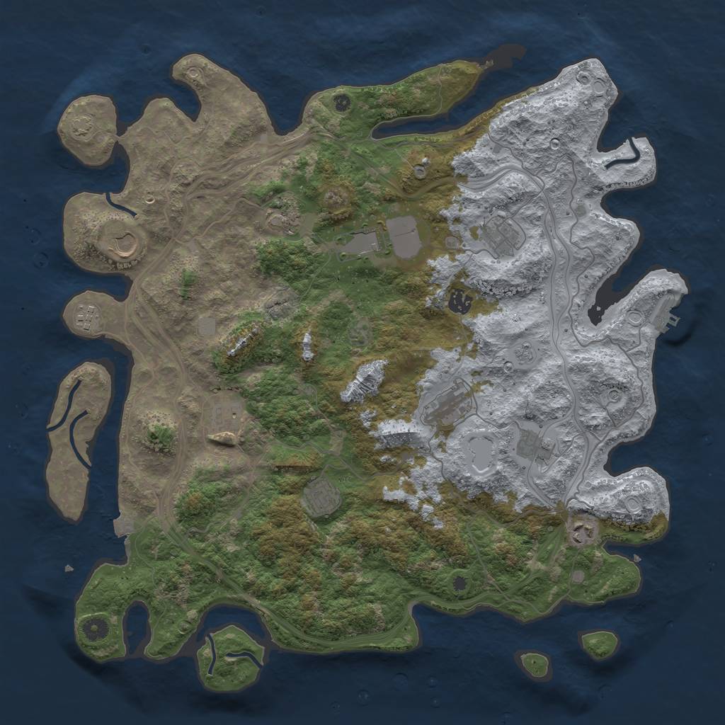 Rust Map: Procedural Map, Size: 4500, Seed: 1151918370, 18 Monuments