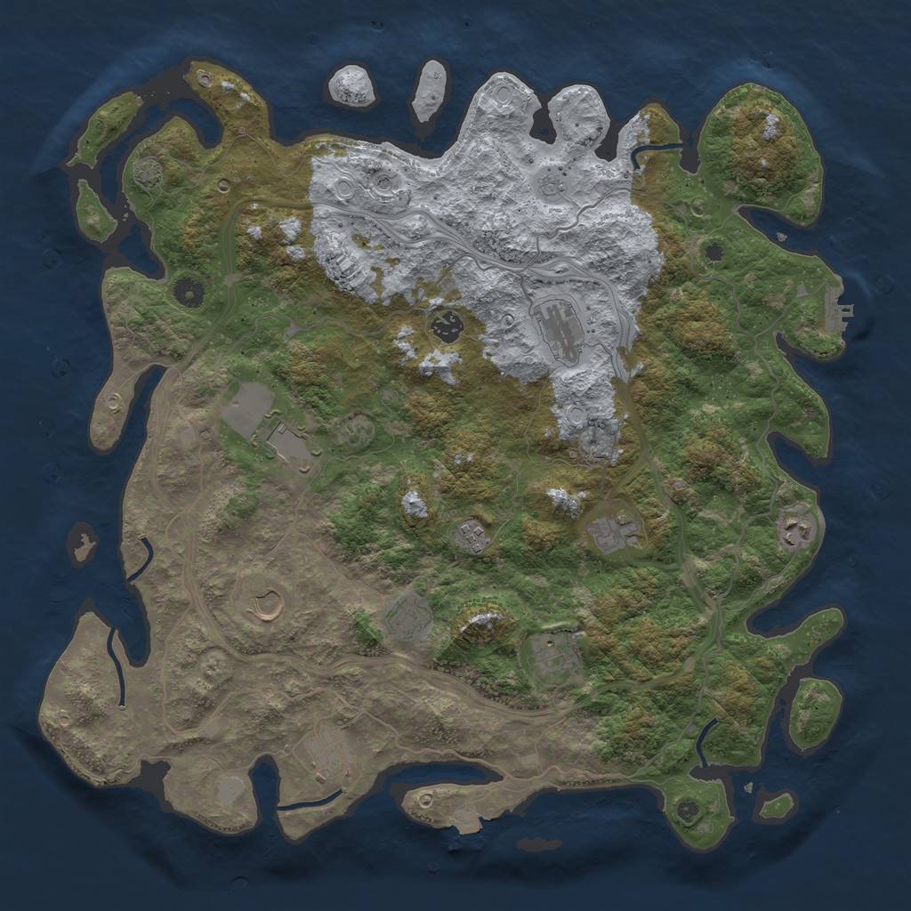 Rust Map: Procedural Map, Size: 4500, Seed: 385989327, 17 Monuments