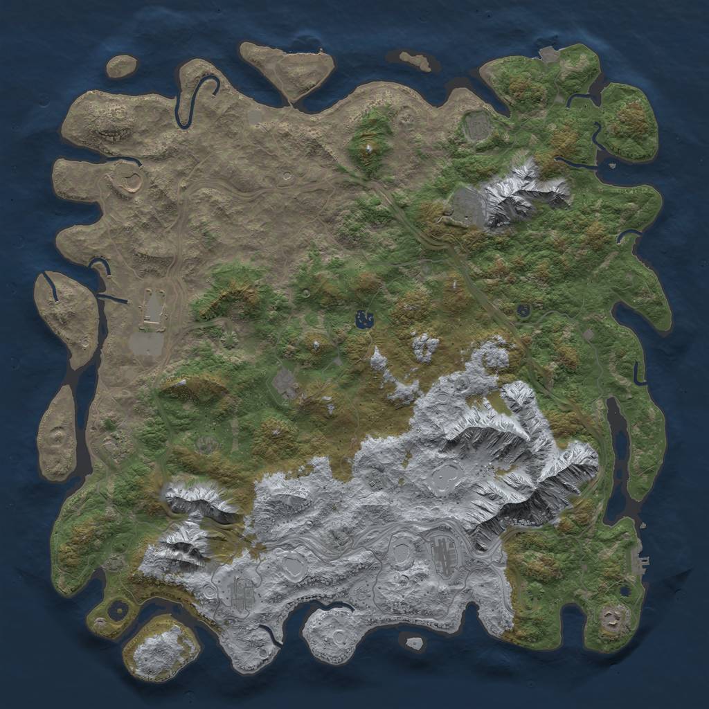 Rust Map: Procedural Map, Size: 5500, Seed: 351483611, 19 Monuments