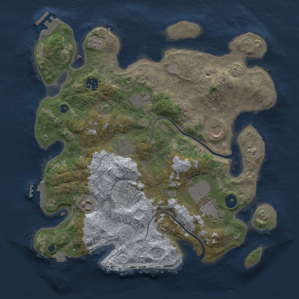 Rust Map: Procedural Map, Size: 3550, Seed: 453442, 14 Monuments