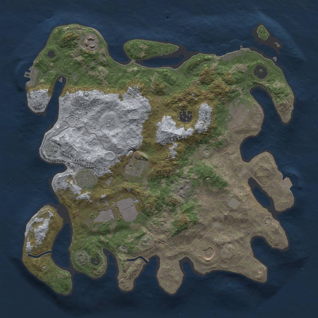 Rust Map: Procedural Map, Size: 3550, Seed: 59584196, 16 Monuments