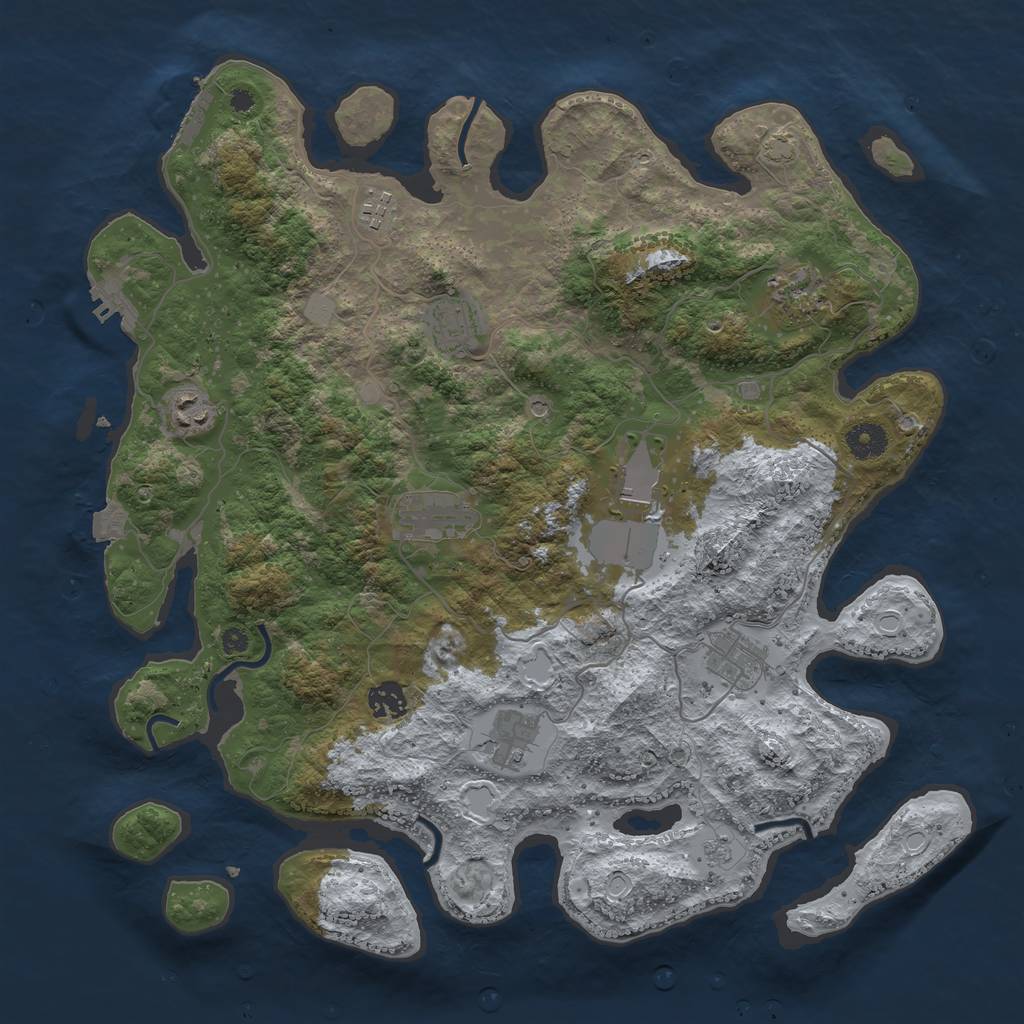 Rust Map: Procedural Map, Size: 3950, Seed: 272929, 17 Monuments
