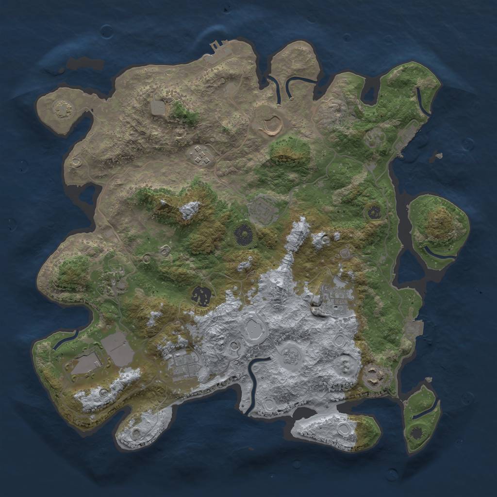 Rust Map: Procedural Map, Size: 3750, Seed: 18856349, 17 Monuments