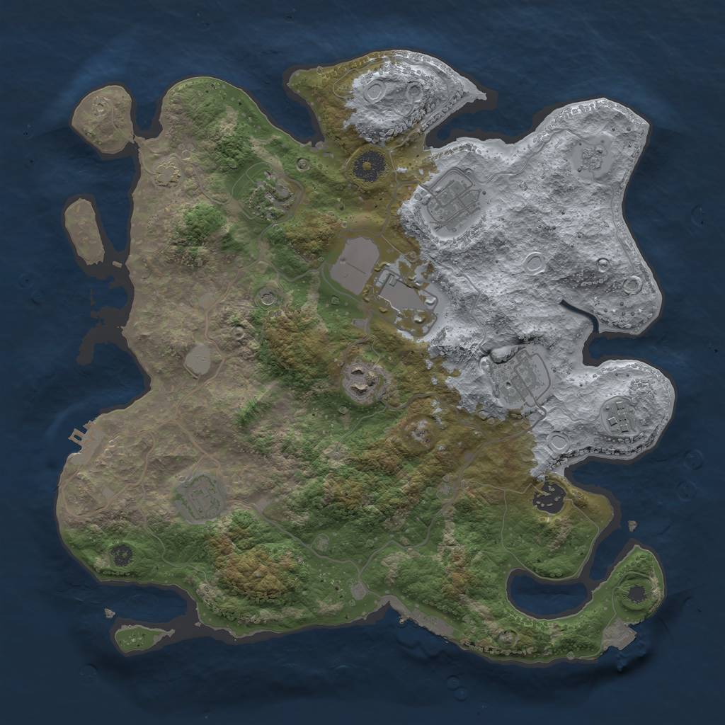 Rust Map: Procedural Map, Size: 3500, Seed: 29727182, 16 Monuments