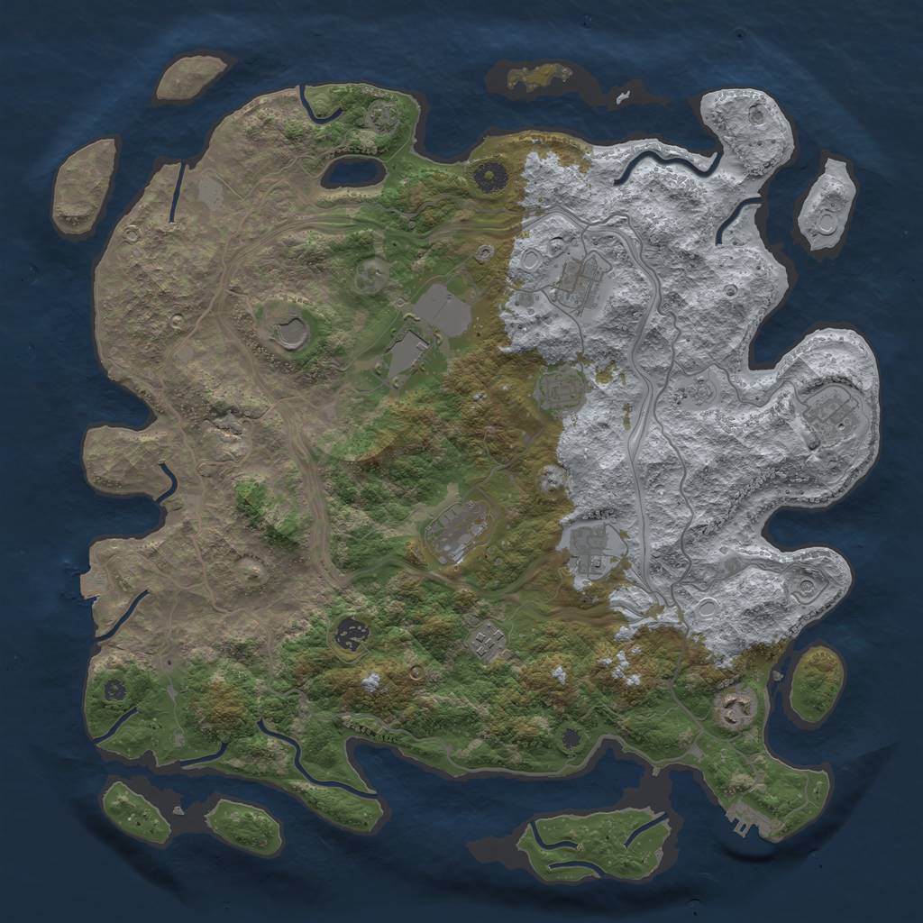 Rust Map: Procedural Map, Size: 4300, Seed: 32030903, 17 Monuments