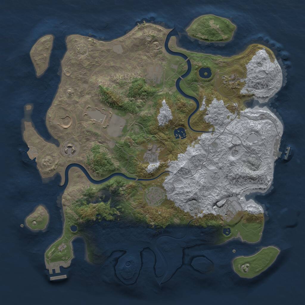 Rust Map: Procedural Map, Size: 3750, Seed: 95158568, 16 Monuments