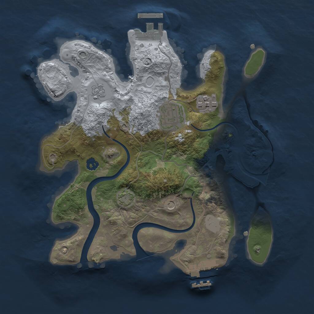 Rust Map: Procedural Map, Size: 2500, Seed: 87152, 8 Monuments