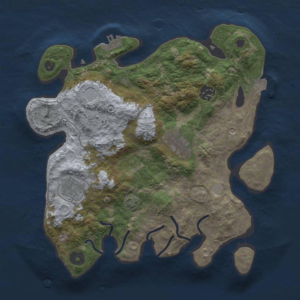 Rust Map: Procedural Map, Size: 3000, Seed: 18997, 10 Monuments