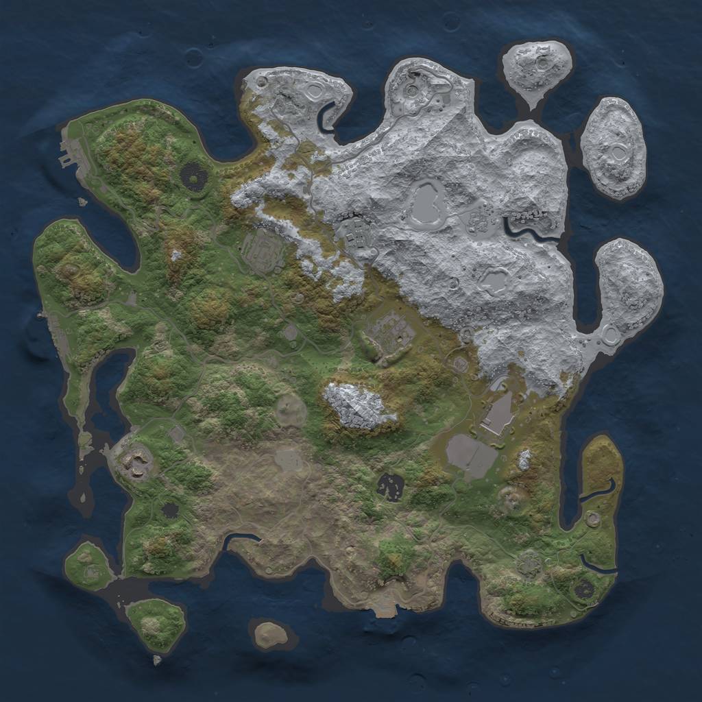 Rust Map: Procedural Map, Size: 3750, Seed: 11163302, 14 Monuments