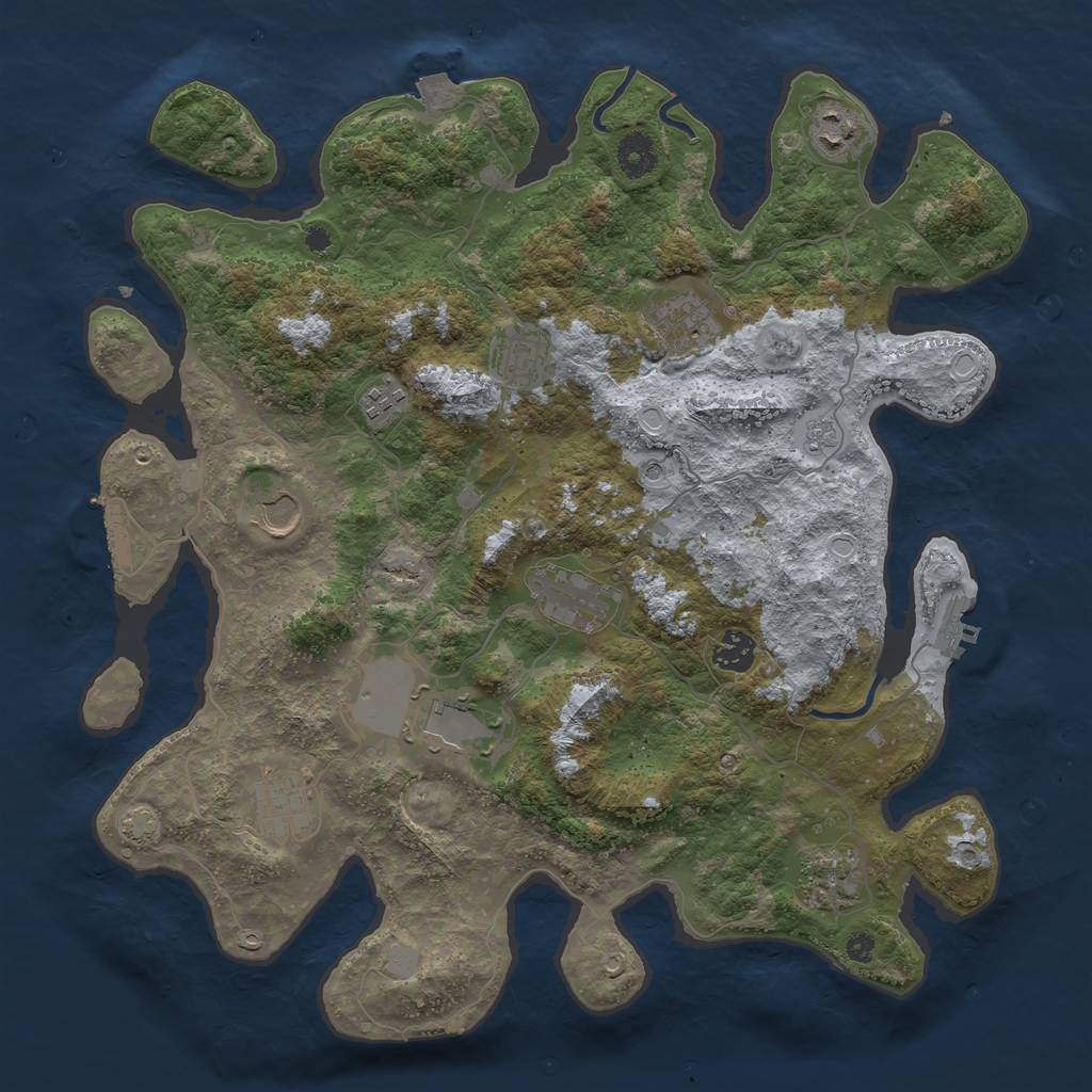 Rust Map: Procedural Map, Size: 3850, Seed: 56560321, 18 Monuments