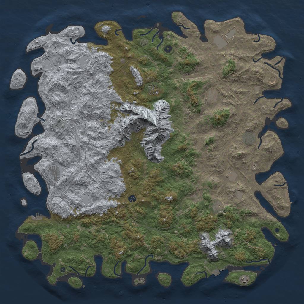 Rust Map: Procedural Map, Size: 6000, Seed: 129531, 19 Monuments