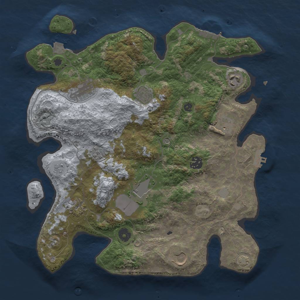Rust Map: Procedural Map, Size: 3500, Seed: 1767056892, 17 Monuments
