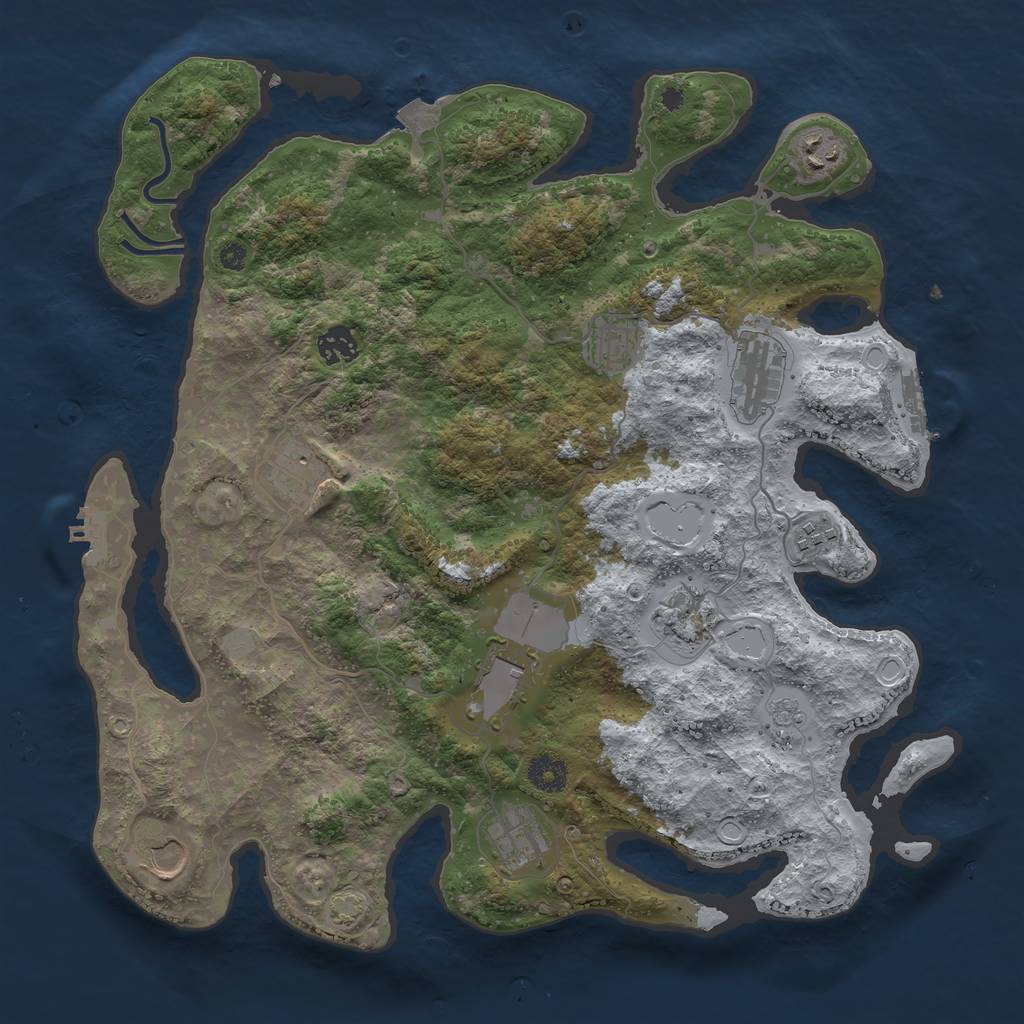 Rust Map: Procedural Map, Size: 3850, Seed: 34000879, 17 Monuments