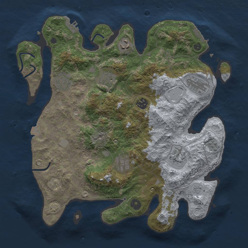 Rust Map: Procedural Map, Size: 3450, Seed: 36151083, 16 Monuments