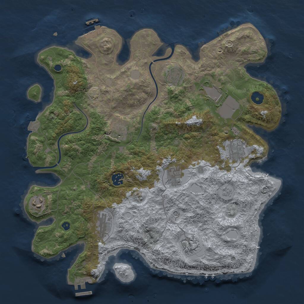 Rust Map: Procedural Map, Size: 3700, Seed: 4253370, 15 Monuments