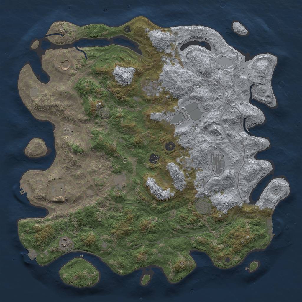Rust Map: Procedural Map, Size: 4500, Seed: 5858585, 18 Monuments