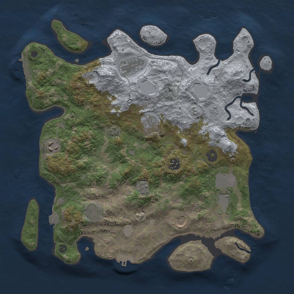 Rust Map: Procedural Map, Size: 3700, Seed: 99015874, 16 Monuments