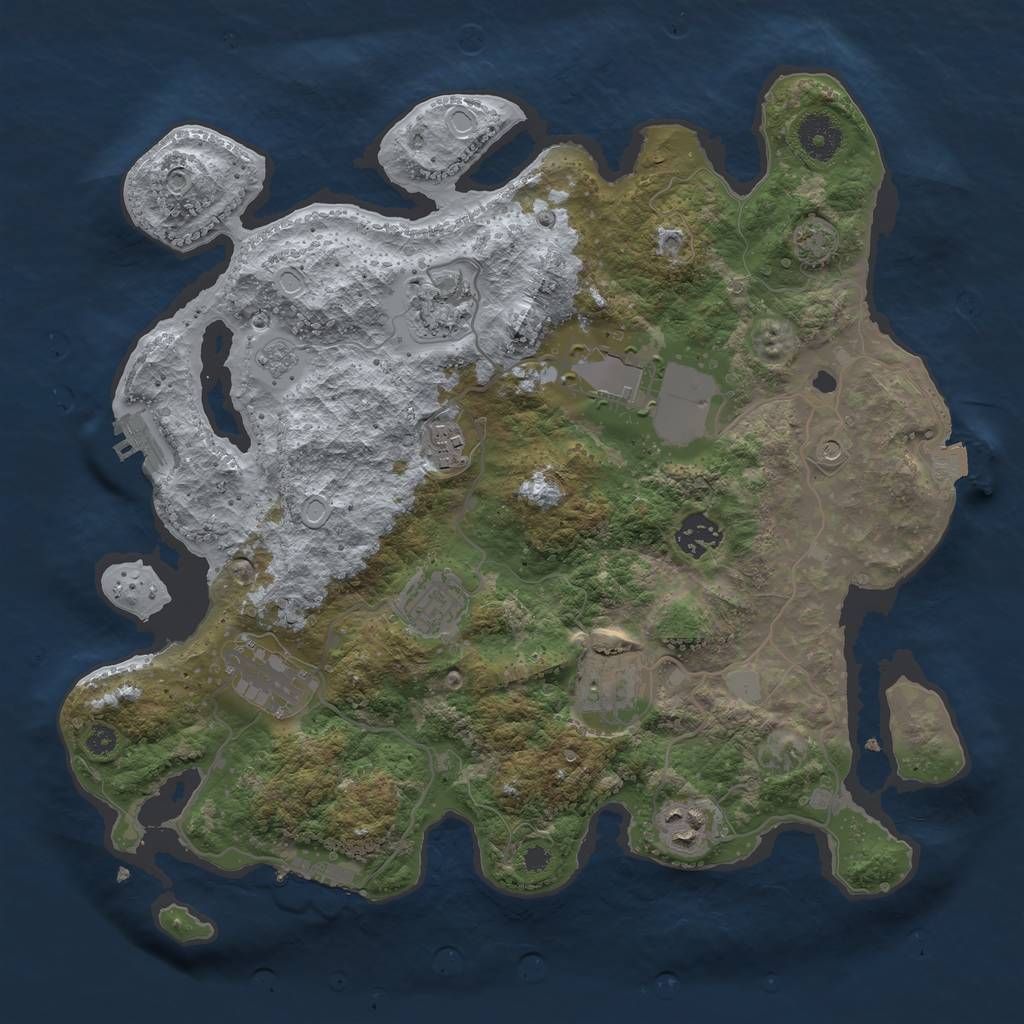 Rust Map: Procedural Map, Size: 3500, Seed: 19111975, 16 Monuments