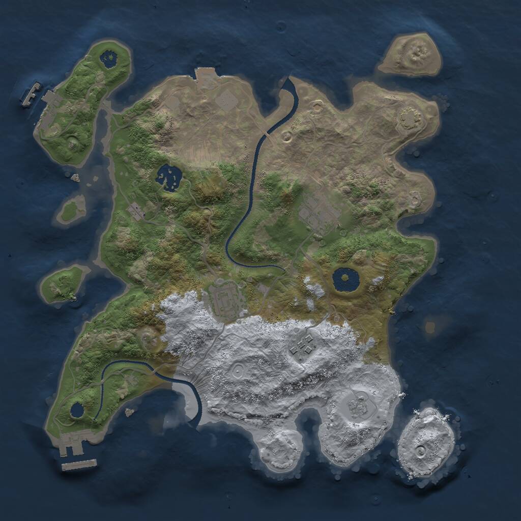 Rust Map: Procedural Map, Size: 3000, Seed: 16728, 9 Monuments