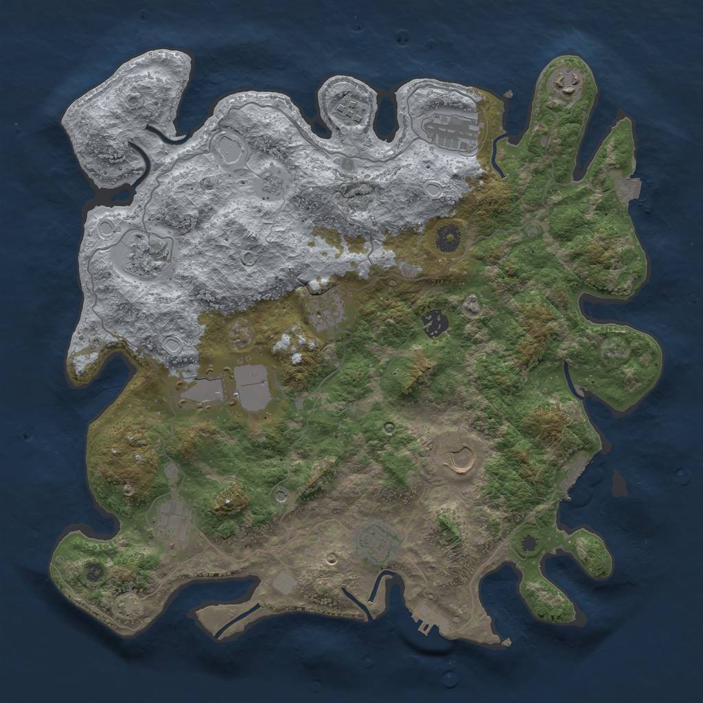 Rust Map: Procedural Map, Size: 3900, Seed: 81670485, 18 Monuments